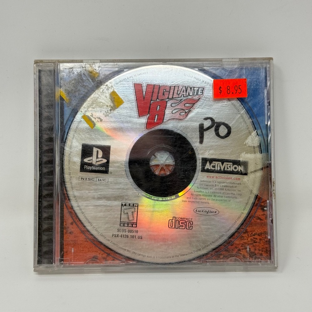 Vigilante 8 Sony PlayStation 1 PS1 1998 Activision SLUS-00510 Black Disc Retro